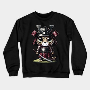 Kawaii Samurai Cute Animal Cub Jaguar with Katana Warrior Crewneck Sweatshirt